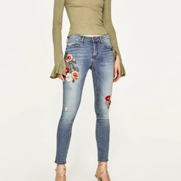 Zara Denim - Zara embroidered jeans